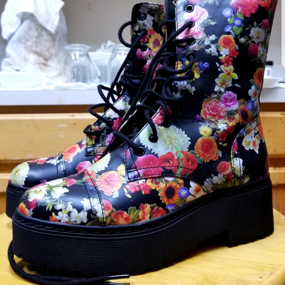 Floral Platform Boots